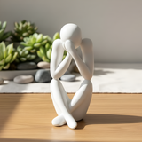 TM0199 Multi-Shape Abstract White Resin Thinker Statue - Modern Home & Office Decor