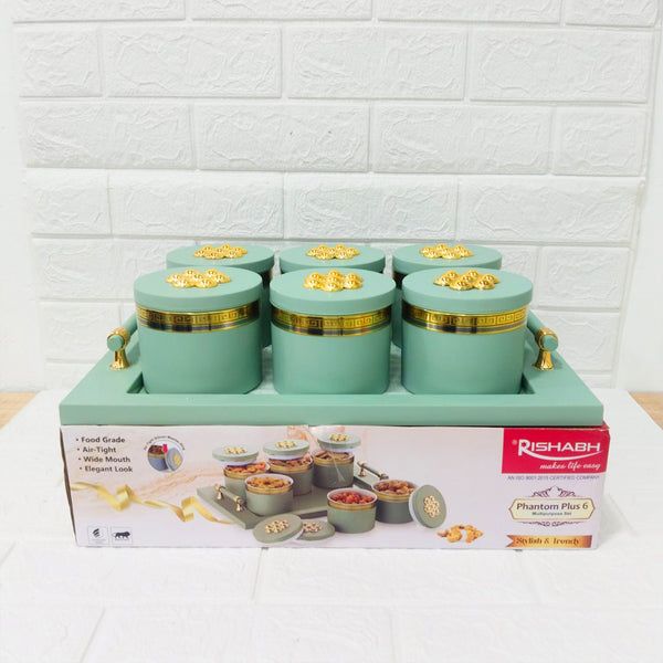 Di0178 Rishabh Phantom Plus Container Set of 6 with Tray – Stylish & Trendy Storage Jars