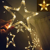 3385 12 Stars LED Curtain String Lights with 8 Flashing Modes (Warm White)