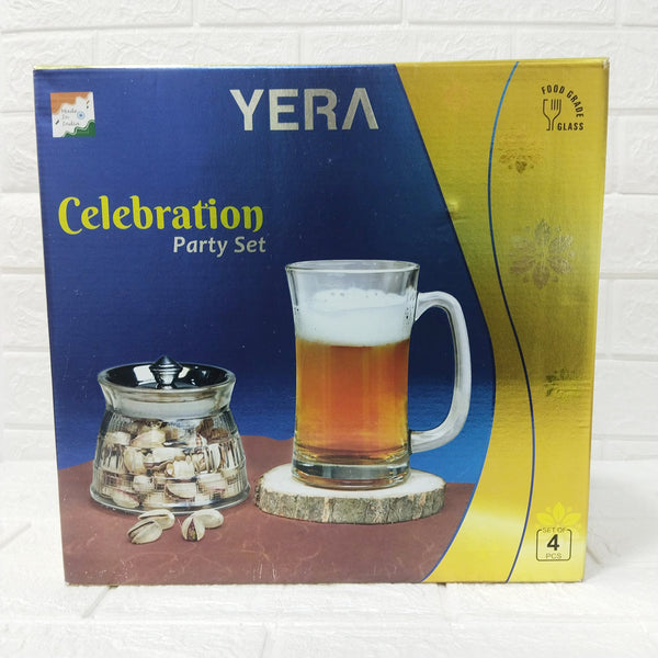 Di0201 YERA Celebration Glass Party Set - 4 Piece Handi and Mug Combo