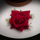 AM1111  Red Rose & White baby Flower Hair Clip For Women