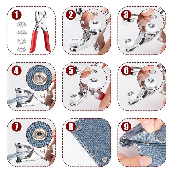 AM6823 Heavy Duty Snap Button Grommet Tool Colourful Clip Kit (1 Set)