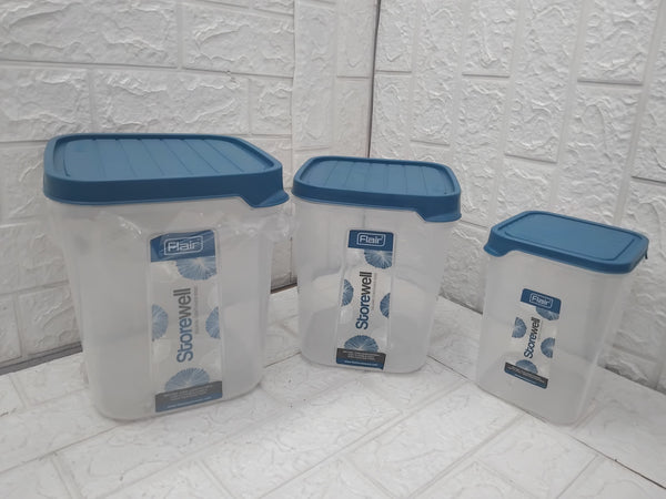 AM3654 Flair Plastic Storewell Square Containers 2400x6000x8000ml -3pcs