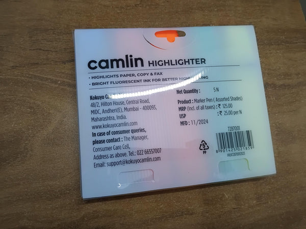 AM3295 Camlin Highlighter For smoother and better highlighting 5pcs set