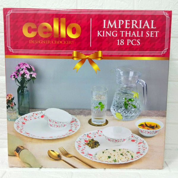 Di0227 Cello Imperial King Thali Set – 18 Pcs - Designer Crockery Dinner Plates & Bowls