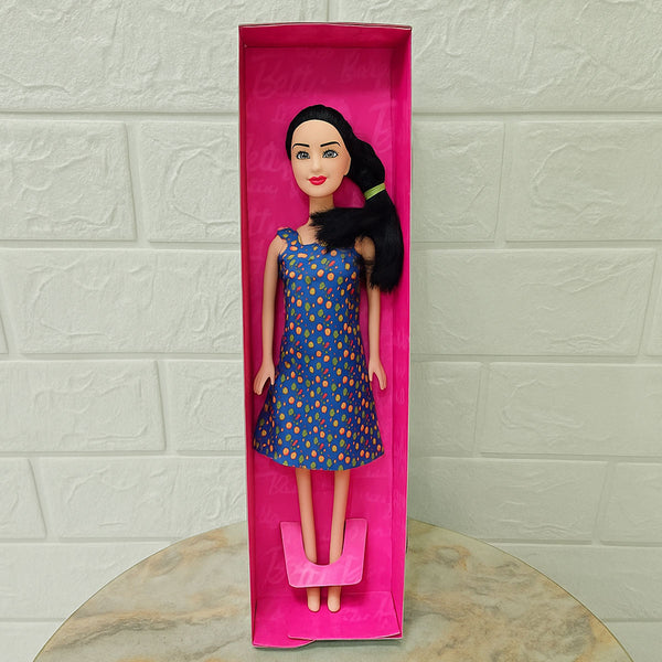 AM6021 Stylish Fashion Doll in Blue Printed Dress