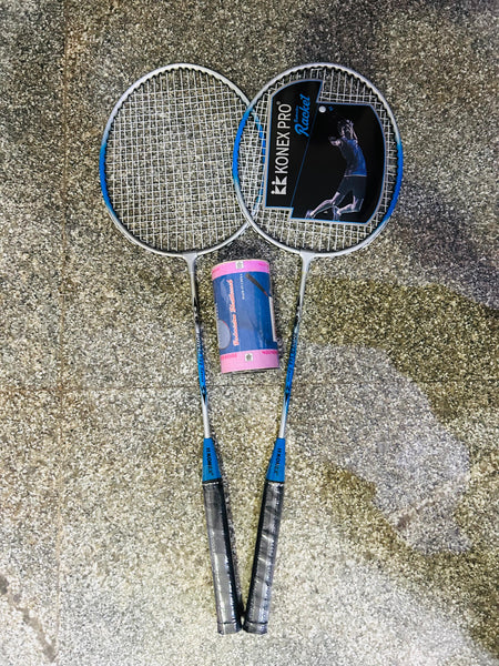 AM0353 Konex Pro Steel Badminton Racket, Set of 2 Piece & 1 Piece Shuttlecock for Kids, Girls, Boys(Badminton Rackets with Shuttle))