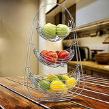 3083  3Layer Steel Julla High Grade Stainless Steel Three Step Swing Fruit & Vegetable Basket Multipurpose Stand Dinning Table Basket Kitchen Accessories (3 Layer, Silver)