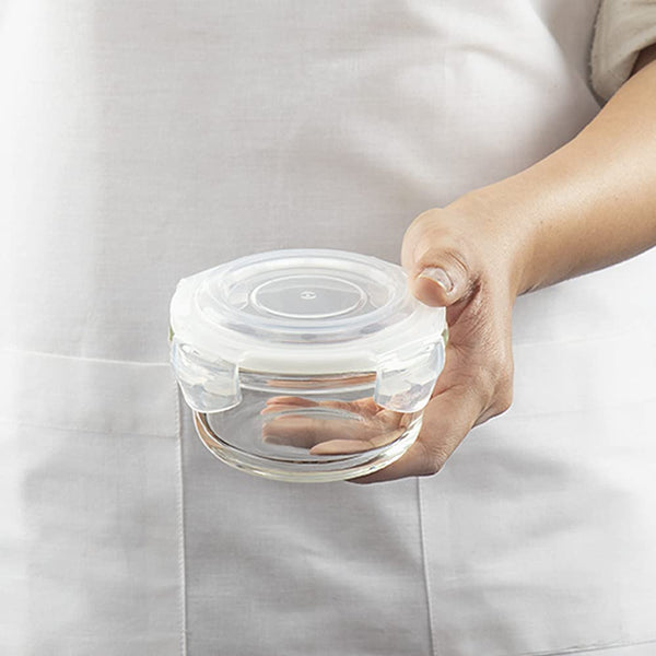 AM3701 Borosil Round 240ml Glass Food Storage Container 1 Pcs