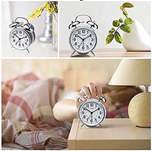 3068 Analog Twin Bell Alarm Clock (Silver) High Volume Bedside Luminous Alarm for Bedroom/Office