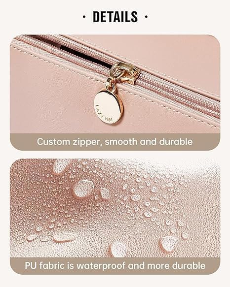 3063 Leather Cosmatic Bag Makeup Organizer Bag Travel Bag Large Capacity Cosmetic Bags Divider and Handle Waterproof Portable Pouch Open Multicolour 1Pcs