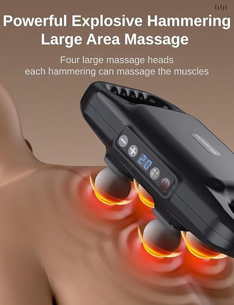 13628 Handheld Full Body Massager 4-Head Massage Gun (1 Pc / Mix Color)