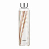 AM5175 Borosil Artisan Series Prism 550 Ml Narrow Mouth Glass Bottle with Metal Lid - Store Water, Lassi, Juice, Smoothies | Dishwasher Safe
