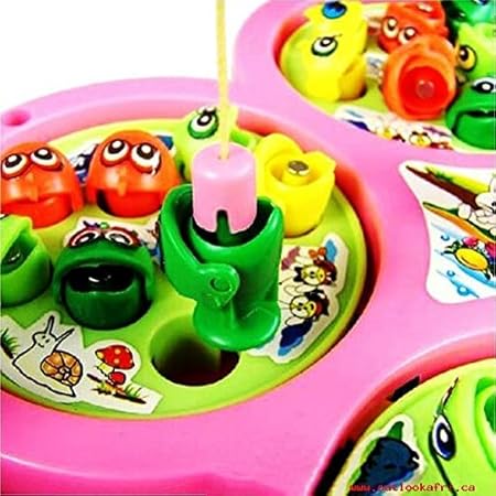 AM2926 Fishing Game LMI-9923 for Kids with Sound Include 32 Pieces Fishes and 4 Fishing Rod Fish Catching Game Multicolour