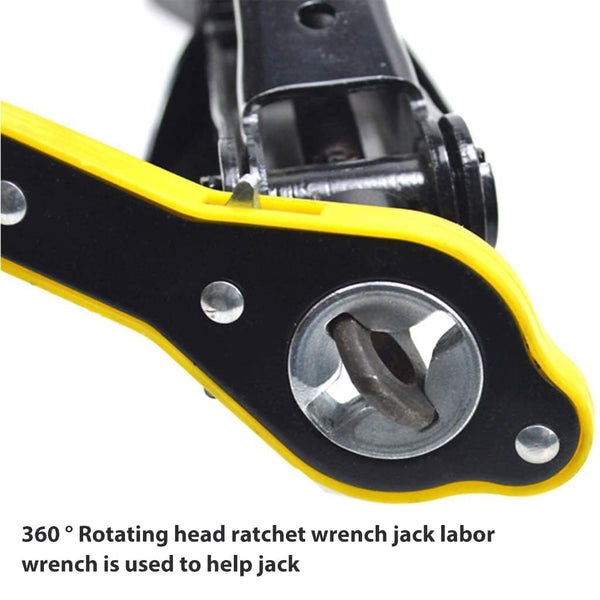 3713 Auto Labor-Saving Jack Ratchet Wrench, Universal 360 Degree Swivel Tire Wheel Jack Ratchet Wrench Scissor Jack
