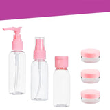 3075 7Pcs Travel Cosmetics Bottles Kit Set for Shampoo, Cosmetics & Other Essentials - with Pouch