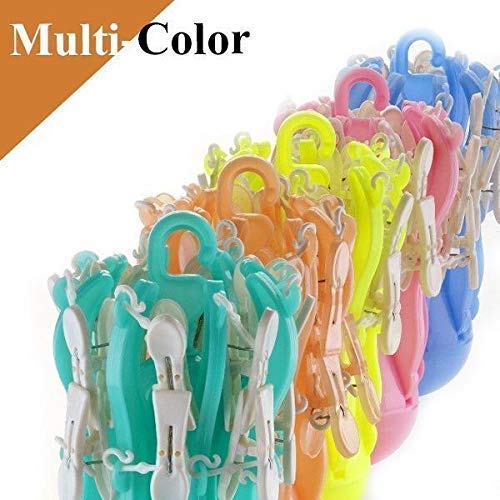 AM2536 Octopus Shape Plastic Clothes Drying Hanger Rack With 24 Clip Multicolour 1 Pcs