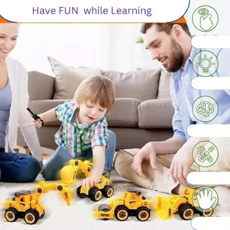 AM2924 Truck Set MD-5508B Construction Vehicle Toy Set with Screwdriver Excavator Truck Pack Of 4