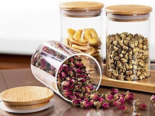 AM3730 ShineMax Borosilicate Glass Containers with airtight Wooden Lid 1 Pcs