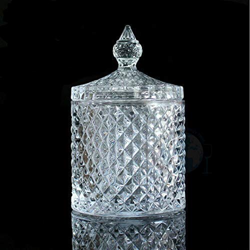 AM3047 Deli Glassware candy jar with Lid Pack of 1 Multipurpose Diamond Faceted Candy Jar Serving 1 Piece