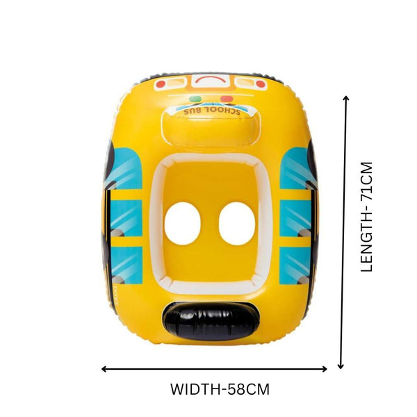AM3976 Vehicle Fire Engine Shape Sit Pool Float Tube Boat Beach Water Swimming Pool Tube Inflatable Kiddie Swim Water Ring Swimming Tube Ring for Kids (School Bus)