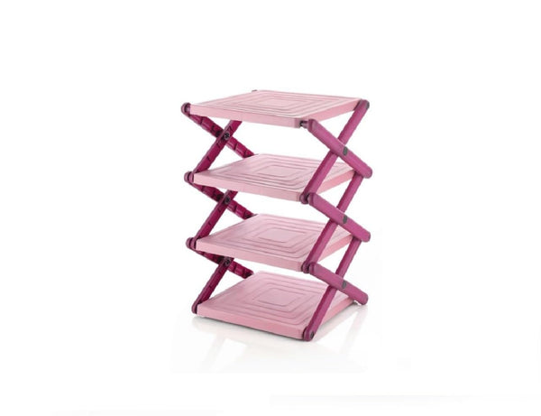 3770 4 layer Plastic Powder Coated Foldable Shoe Rack , Free Standing