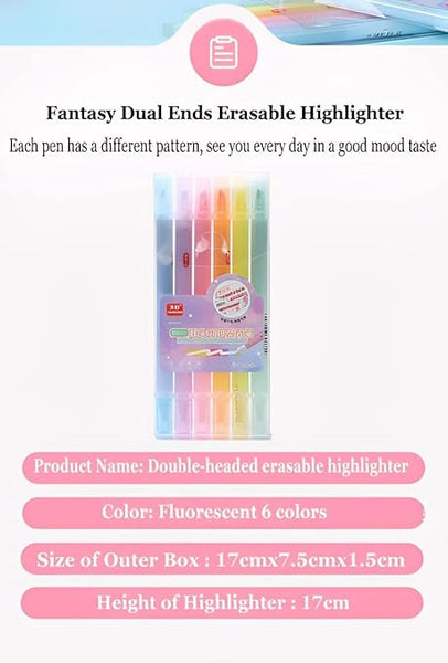 AM2442 Fantasy Double Headed Erasable Highlighters Marker Pen HMC-9169 Multicolour 6Pcs