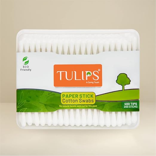 3339 TULIPS Eco friendly buds 100  Ear Buds/Swabs with White PAPER Sticks