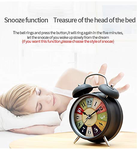 AM5154 Table Clock Retro Twin Bell Metal Frame Alarm Clock with Night Backlight