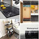 3380 Marble  Foil Kitchen Stickers Oil-Proof Waterproof Self Adhesive Wallpaper PVC Bathroom Wall Stickers Contact Paper Marble (60 x 200cm, Black)