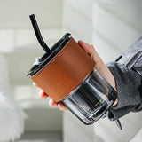 3221 Slub Glass an Insulated Tumbler with a Closed lid , Straw