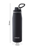 AM2982 Borosil Hydra GoSports 900 ml Stainless Steel Wate Bottle | Double Wall Vacuum Insulated Flask, Black