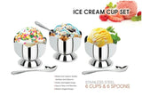 3442 Stainless Steel Ice Cream Cup/Bowl with Spoon 6 Pcs Set(6 Cups & 6 Spoons)