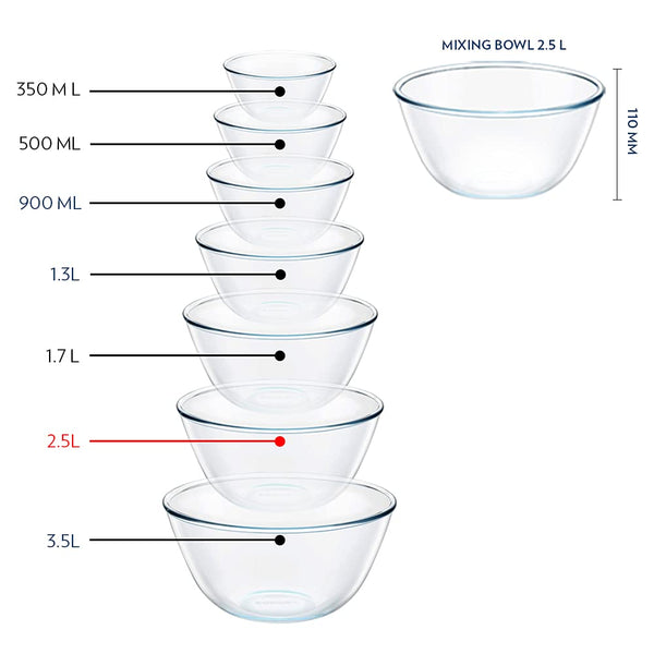 AM5173 Borosil Serving & Mixing Bowl 2.5 Ltr