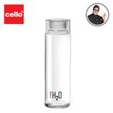 AM2664 CELLO H2O Glass Fridge Water Bottle with Plastic Cap | Leak proof & break-proof | Wide mouth & Easy to Clean | Best Usage for Office/School/College | 920ml | Clear