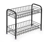 3318 Metal 2Tier Spice Rack Organizer Multifunction Kitchen Storage Shelf Rack Kitchen countertop stand (Black)