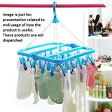 AM2822 Plastic Square Drying Rack 32 Clips Clothes Hanger for Home & Kitchen Use