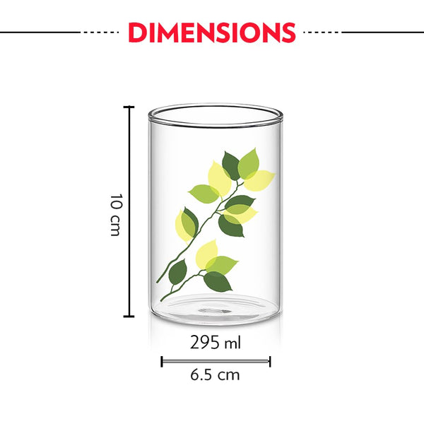 AM3677 Borosil Green Leaves 295ml Glass Medium 6Pcs Set(BVVGERNLM295)