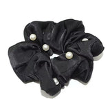 AM1289 Stone Scrunchies Silvermerc Designs Set Of 1 Pearl Hair Scrunchies Black Pack Of 1