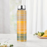 AM5176 Borosil Artisan Series Glance 550 Ml Wide Mouth Glass Bottle with Metal Lid - Store Water, Lassi, Juice, Smoothies