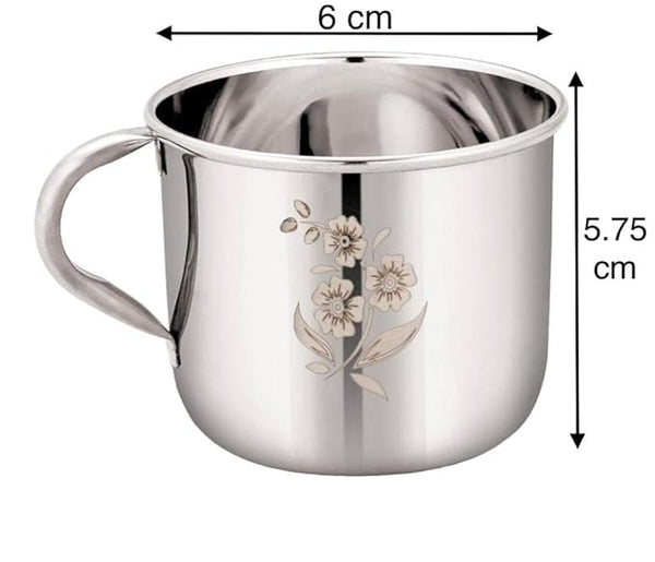 3450 Stainless Steel - Royal Tea & Coffee Cup Laser Design  Set of 6