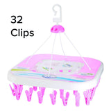 AM2822 Plastic Square Drying Rack 32 Clips Clothes Hanger for Home & Kitchen Use