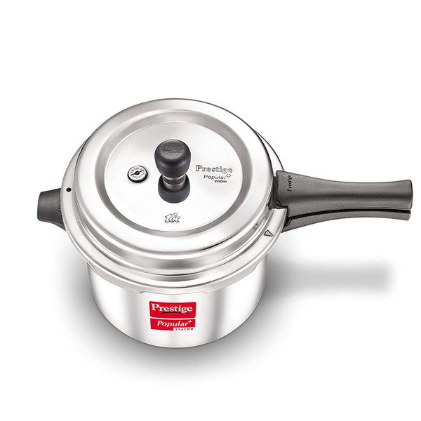 AM2238 Prestige Popular Plus Svachh Virgin Aluminium Spillage Control Outer Lid Pressure Cooker, 5 L