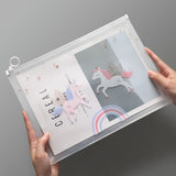 AM2717 Transparent Document Holder A4 Documents File Storage Bag with Zipper/Document Folder for Certificates Document Organizer