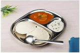 AM3334 Pav Bhaji Stainless Steel Plates (23cm X 19.2cm) with 3 Compartments