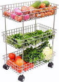 AM3356 Stainless Steel Vegetable Storage Rack Shelf Trolley 3 Layer