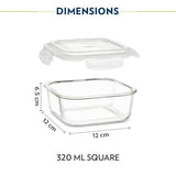 AM3694 Borosil Square 320ml Microwavable Glass Lunch Box Set Of 3