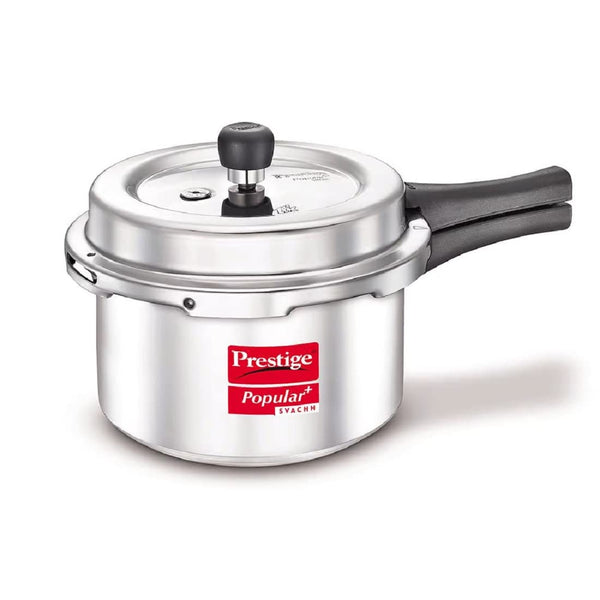 AM2237 Prestige Popular Plus Svachh Virgin Aluminium Gas and Induction Compatible Outer Lid Pressure Cooker, 3 L (Silver)