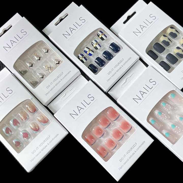 AM1158 Fancy Nails 12pcs Artifical Nails For Women Reusable Vibrant Durable Acrylic Nails Multicolor Pack Of 12 Pcs