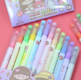 AM2446 Kiki & Nini Double Head Double Sided Pastel Highlighters Pen KBX-6172 12Pcs Multicolours